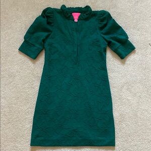 LILLY PULITZER Green Cocktail Dress Size S — Ruffle Neck